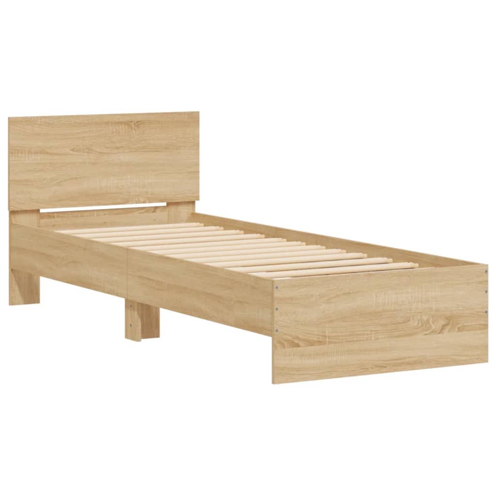 Giroletto con Testiera e LED Rovere Sonoma 75x190 cm | homemem39