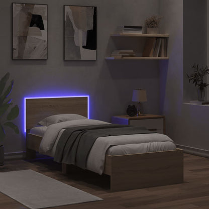 Giroletto con Testiera e LED Rovere Sonoma 75x190 cm | homemem39