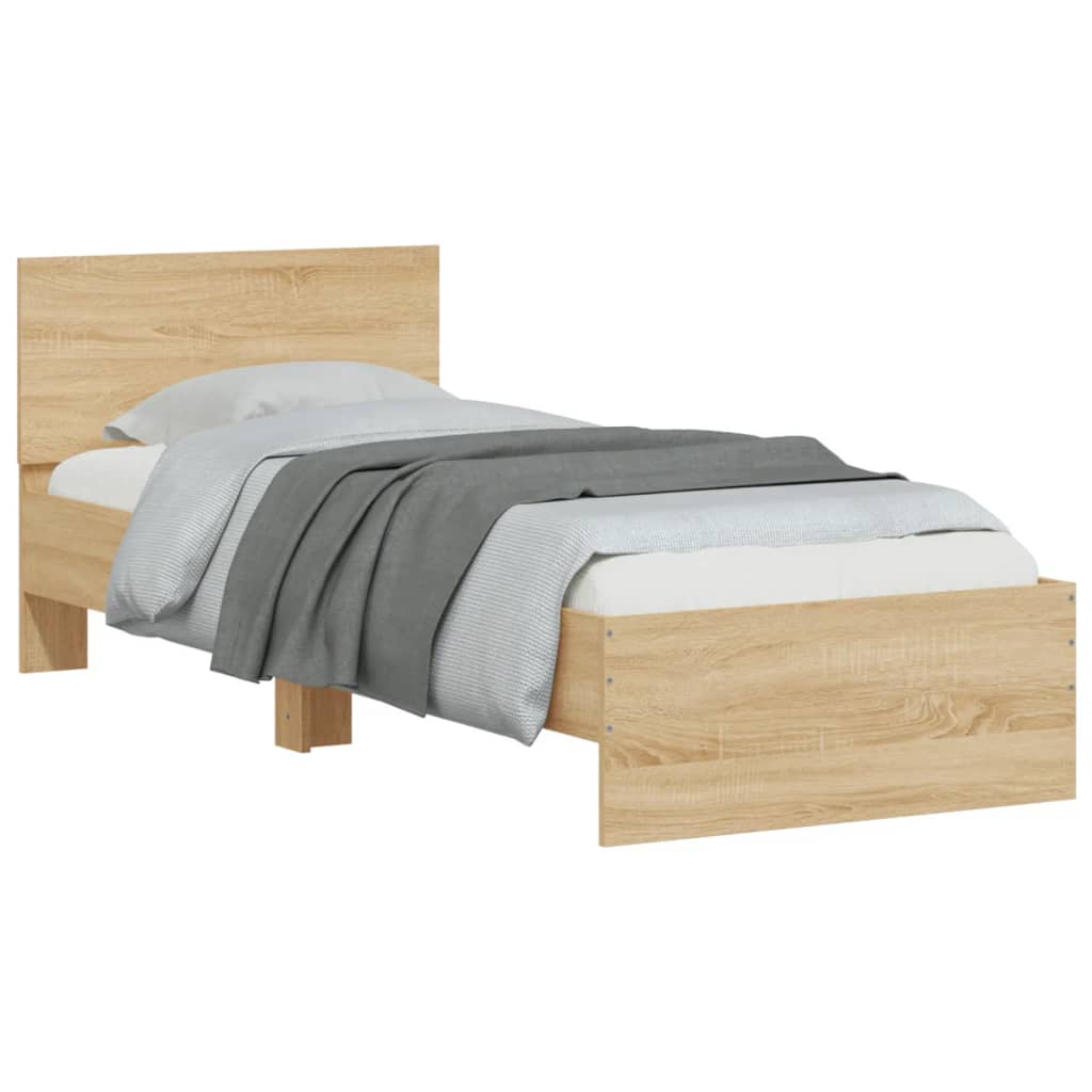 Giroletto con Testiera e LED Rovere Sonoma 75x190 cm | homemem39