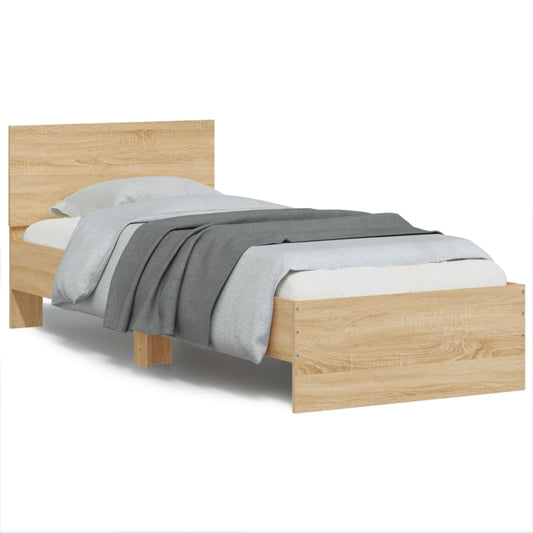 Giroletto con Testiera e LED Rovere Sonoma 75x190 cm | homemem39