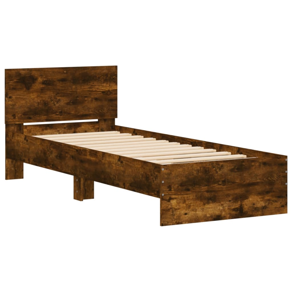 Giroletto con Testiera e LED Rovere Fumo 75x190 cm | homemem39