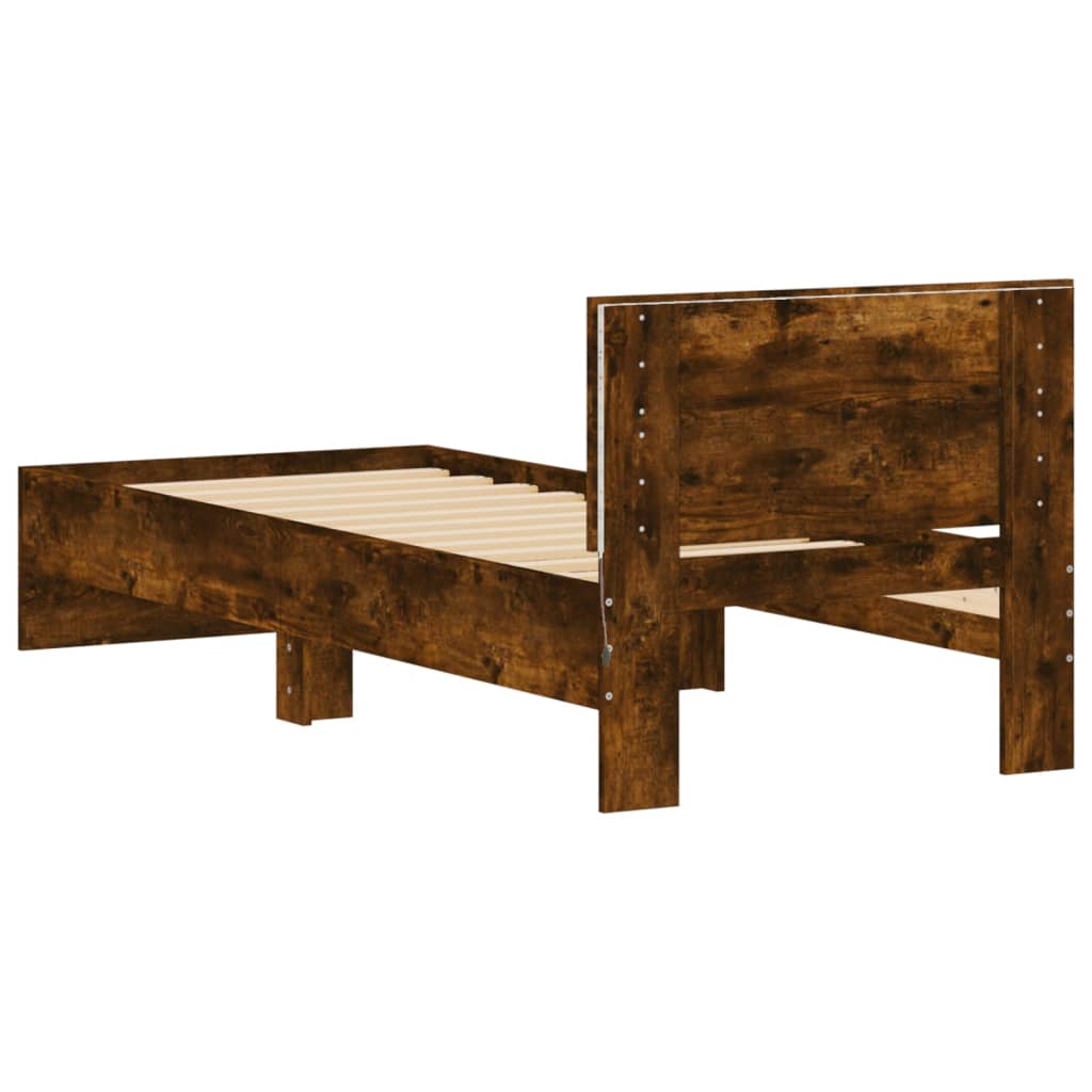 Giroletto con Testiera e LED Rovere Fumo 75x190 cm - homemem39