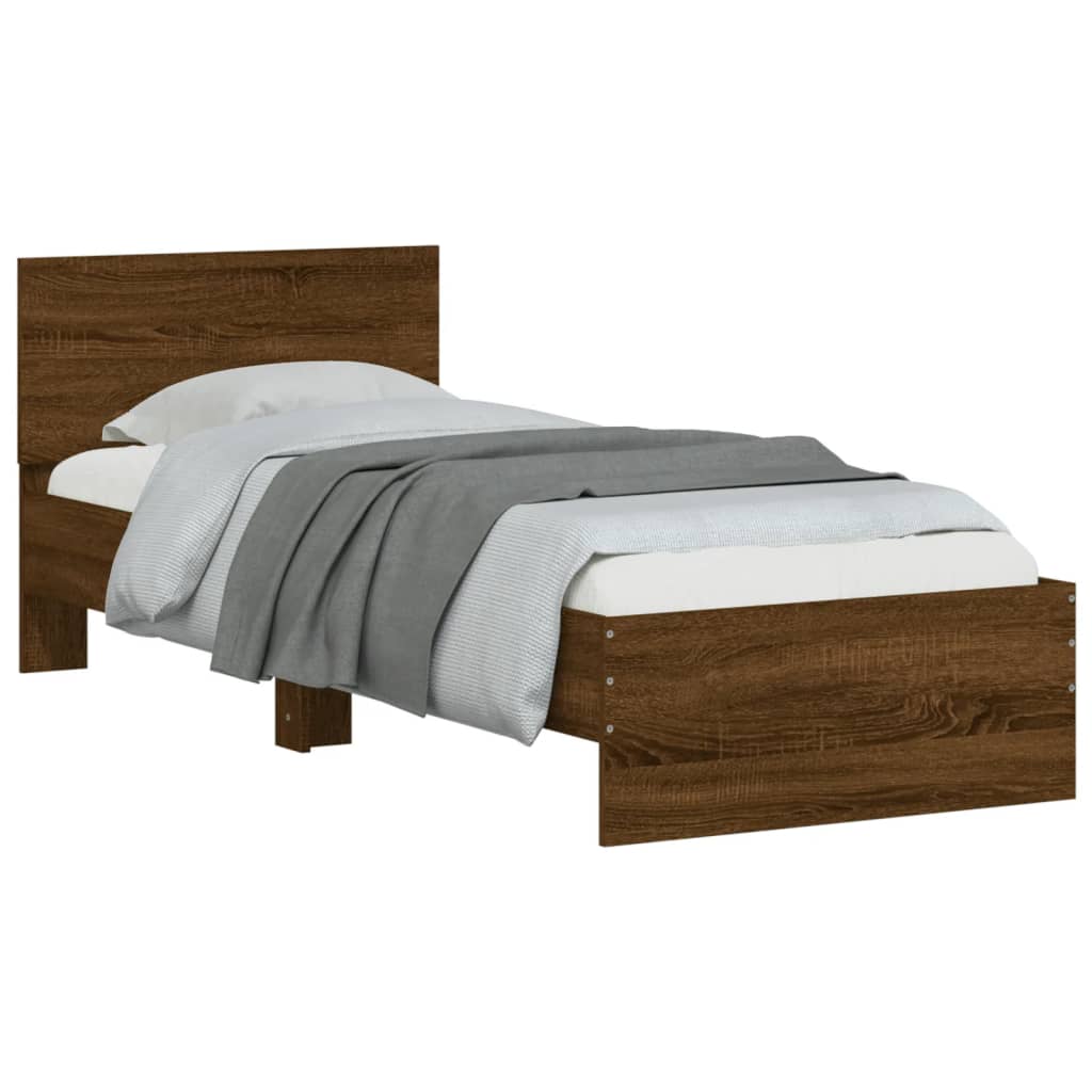Giroletto con Testiera e LED Rovere Marrone 75x190 cm | homemem39