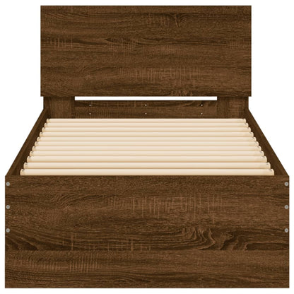 Giroletto con Testiera e LED Rovere Marrone 75x190 cm | homemem39