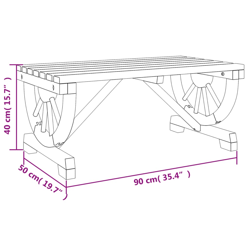 Tavolino da Giardino 90x50x40 cm in Legno Massello di Abete - homemem39