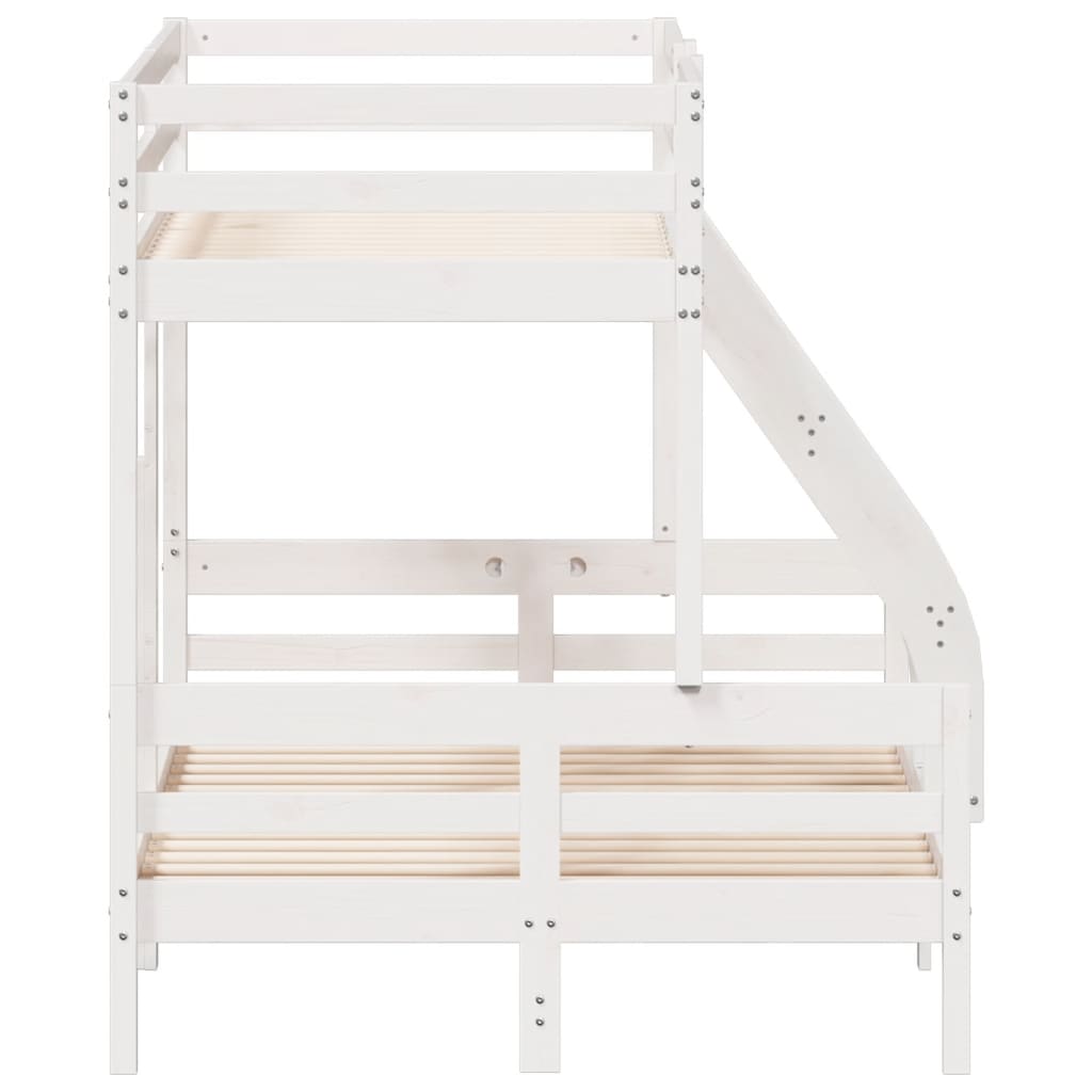 Letto a Castello 80x200/120x200cm Bianco Legno Massello di Pino