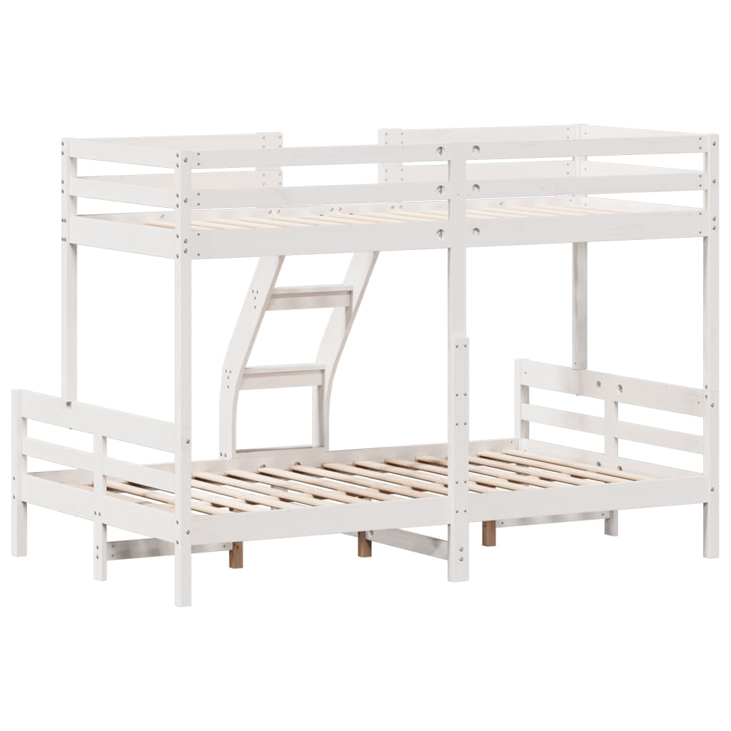 Letto a Castello 80x200/120x200cm Bianco Legno Massello di Pino