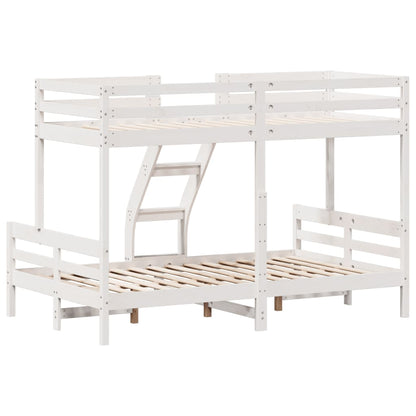 Letto a Castello 80x200/120x200cm Bianco Legno Massello di Pino