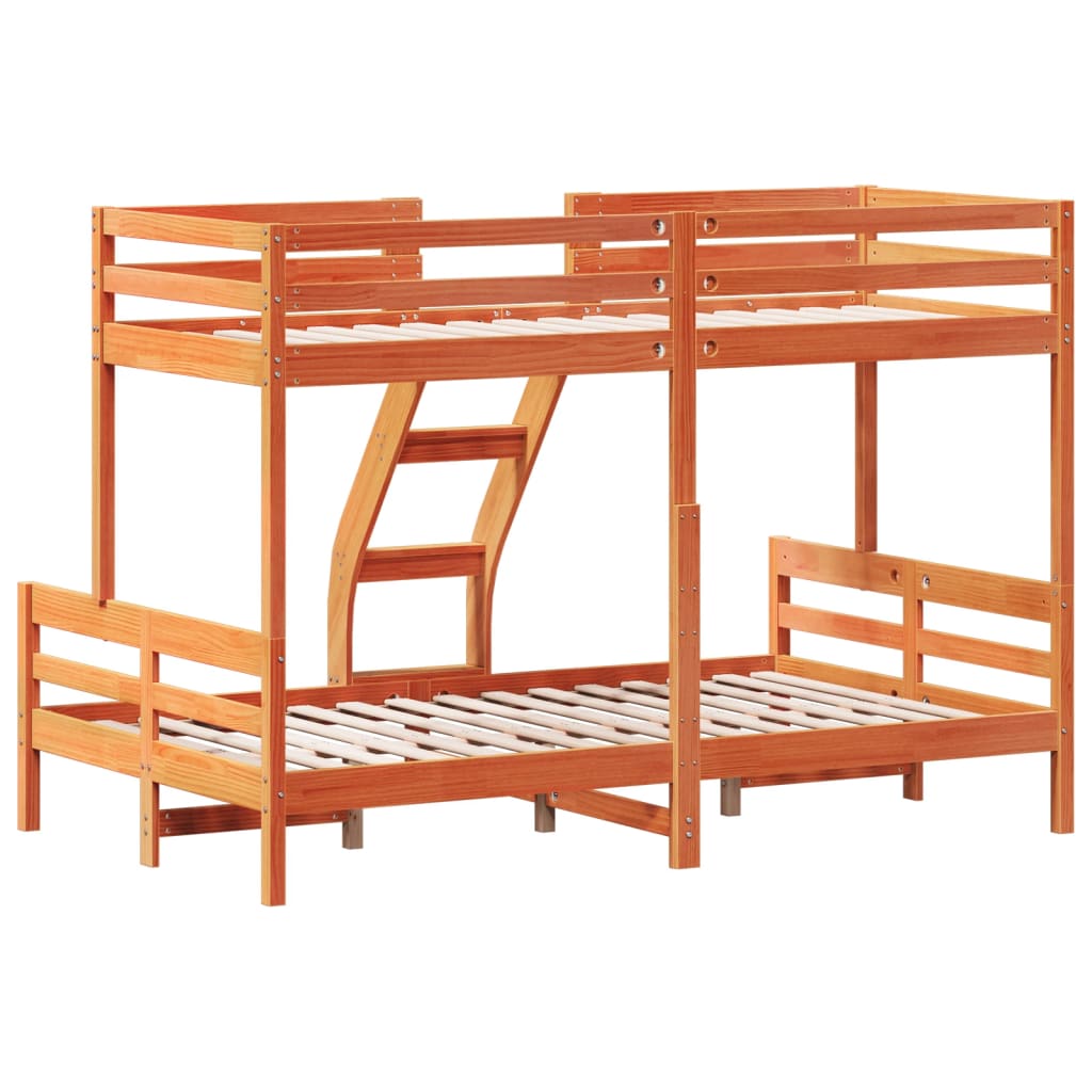 Letto a Castello 80x200/120x200 cm Marrone Cera Massello Pino | homemem39