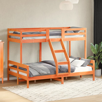 Letto a Castello 80x200/120x200 cm Marrone Cera Massello Pino | homemem39