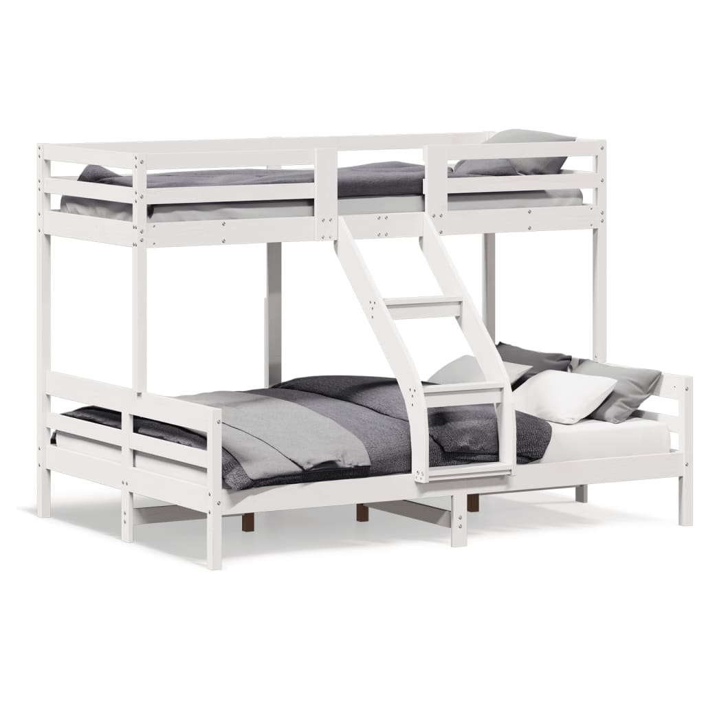 Letto a Castello 80x200/140x200cm Bianco Legno Massello di Pino | homemem39