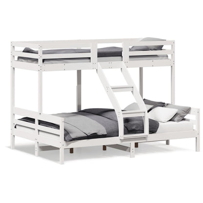 Letto a Castello 80x200/140x200cm Bianco Legno Massello di Pino | homemem39