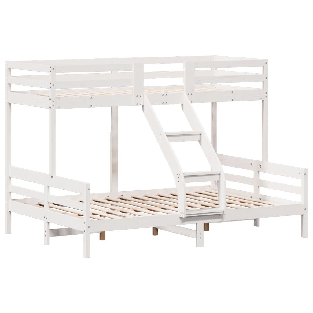 Letto a Castello 80x200/140x200cm Bianco Legno Massello di Pino | homemem39