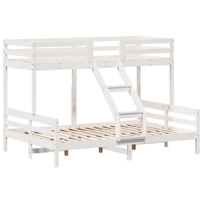 Letto a Castello 80x200/140x200cm Bianco Legno Massello di Pino | homemem39