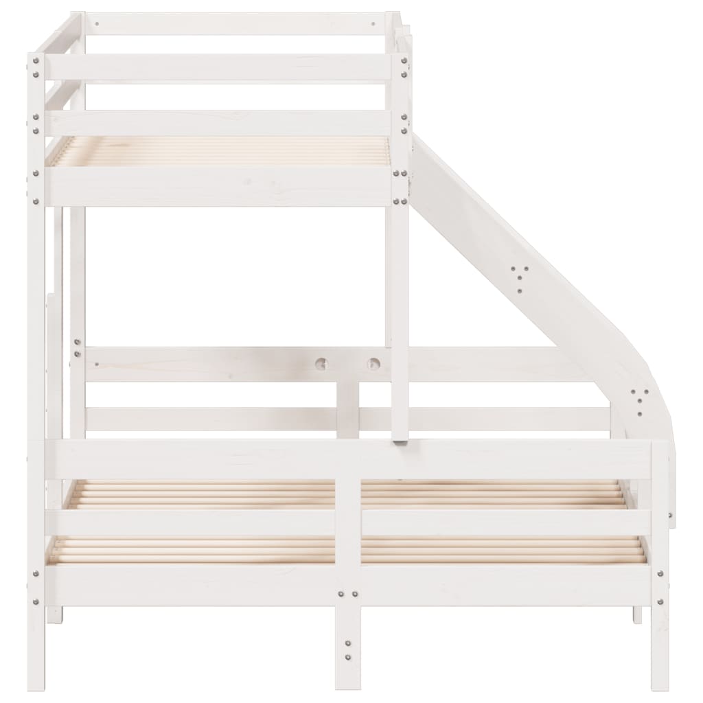 Letto a Castello 80x200/140x200cm Bianco Legno Massello di Pino | homemem39
