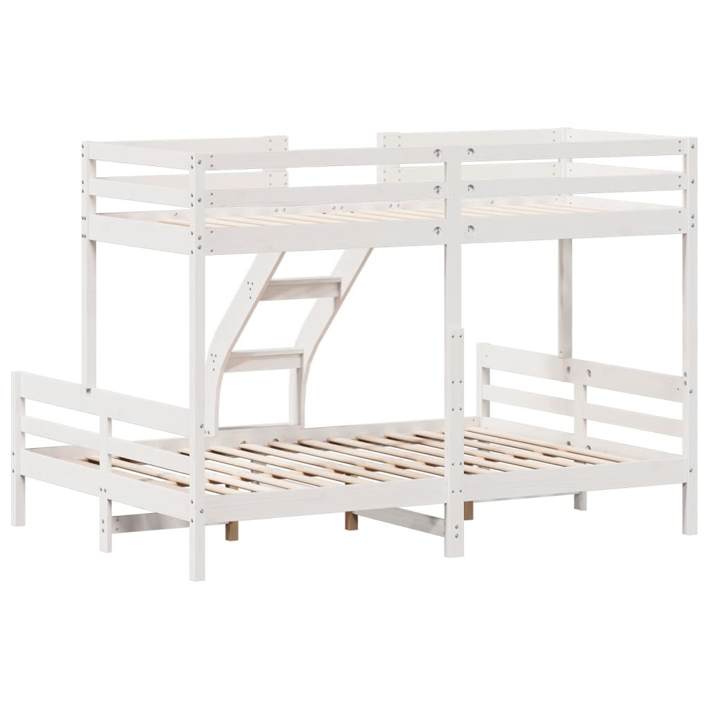 Letto a Castello 80x200/140x200cm Bianco Legno Massello di Pino | homemem39