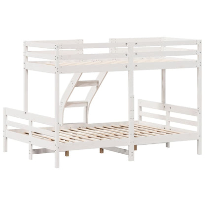 Letto a Castello 80x200/140x200cm Bianco Legno Massello di Pino | homemem39