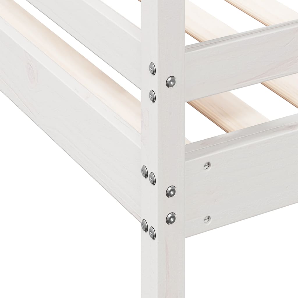 Letto a Castello 80x200/140x200cm Bianco Legno Massello di Pino | homemem39