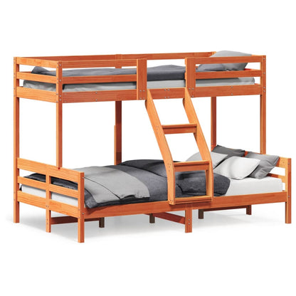 Letto a Castello 90x200/120x200 cm Marrone Cera Massello Pino | homemem39