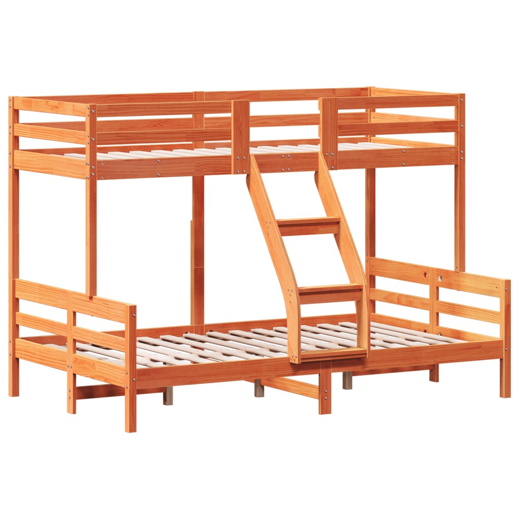 Letto a Castello 90x200/120x200 cm Marrone Cera Massello Pino | homemem39