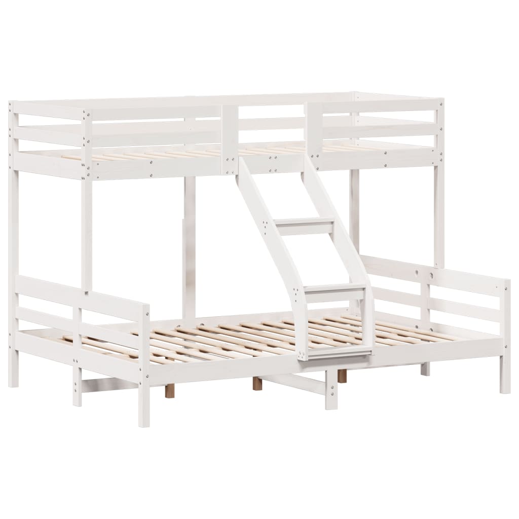 Letto a Castello 90x200/140x200cm Bianco Legno Massello di Pino - homemem39