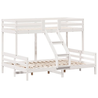 Letto a Castello 90x200/140x200cm Bianco Legno Massello di Pino - homemem39