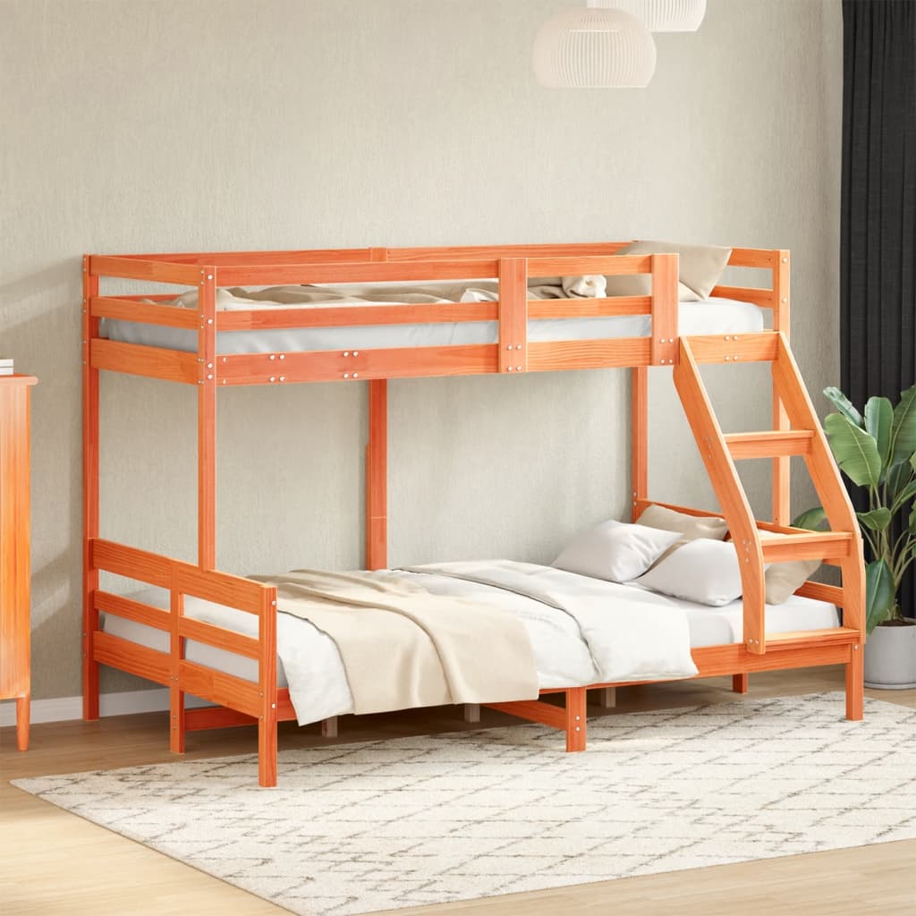 Letto a Castello 80x200/120x200 cm Marrone Cera Massello Pino | homemem39