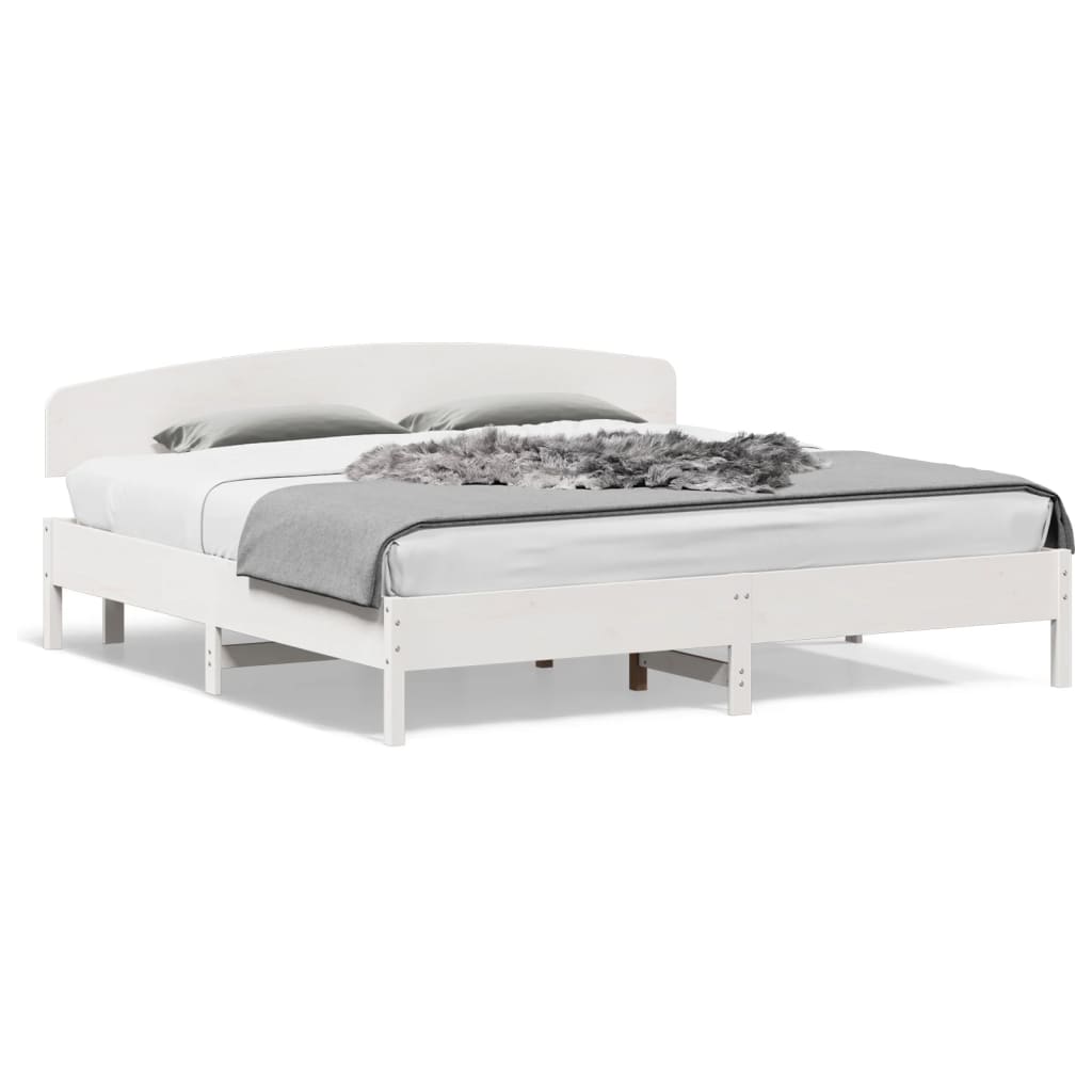 Giroletto senza Materasso Bianco 200x200 cm Legno Massello Pino | homemem39