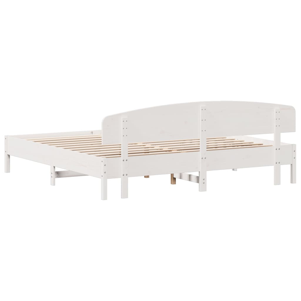 Giroletto senza Materasso Bianco 200x200 cm Legno Massello Pino | homemem39