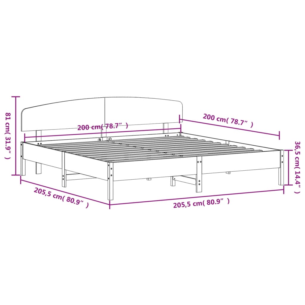 Giroletto senza Materasso Bianco 200x200 cm Legno Massello Pino | homemem39