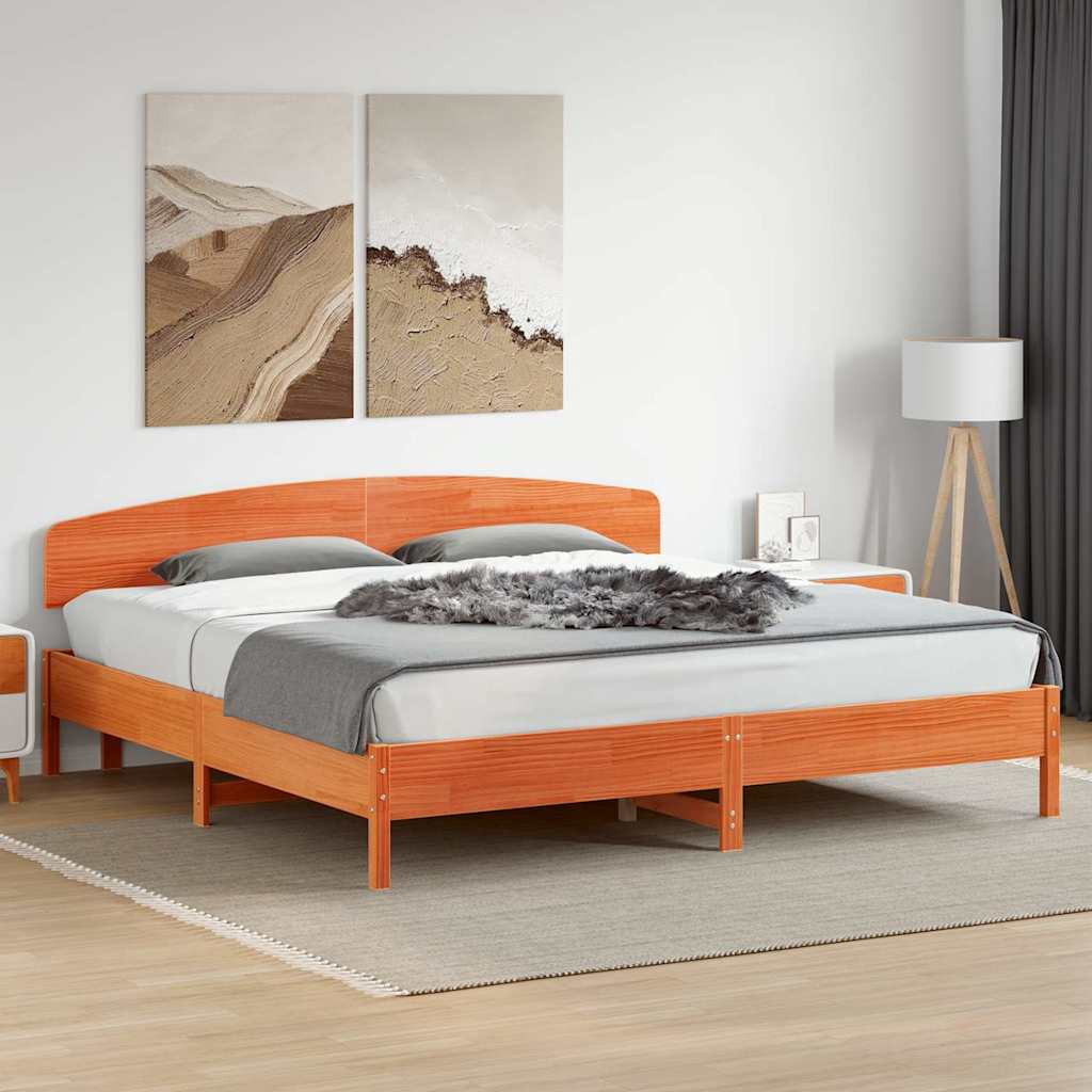 Giroletto senza Materasso Marrone Cera 180x200 cm Legno di Pino | homemem39