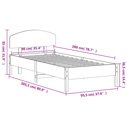 Giroletto senza Materasso Bianco 90x200 cm Legno Massello Pino