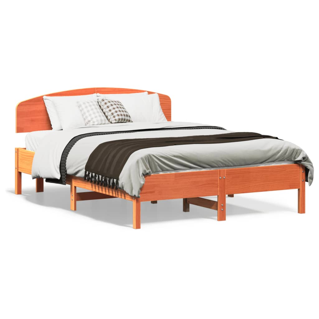 Letto senza Materasso Marrone Cera 140x190 cm in Legno di Pino | homemem39