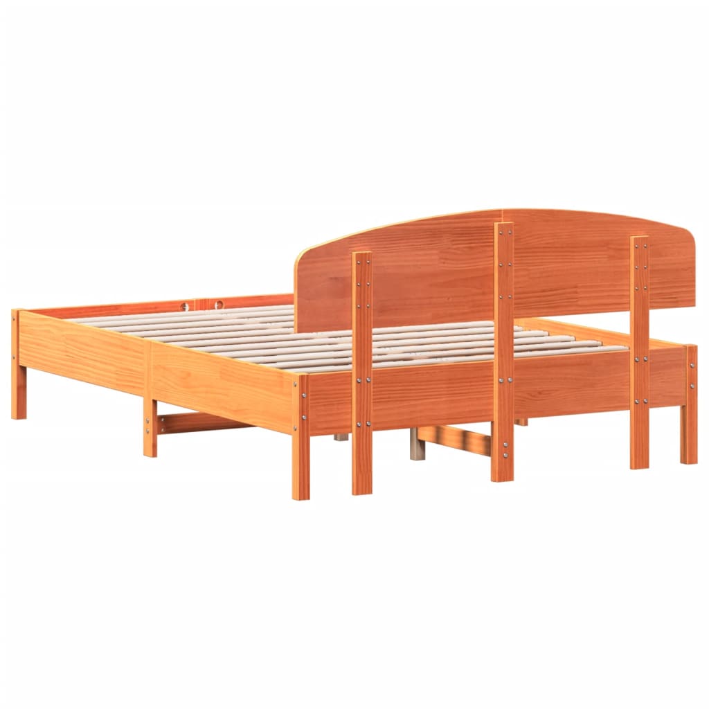 Letto senza Materasso Marrone Cera 140x190 cm in Legno di Pino | homemem39