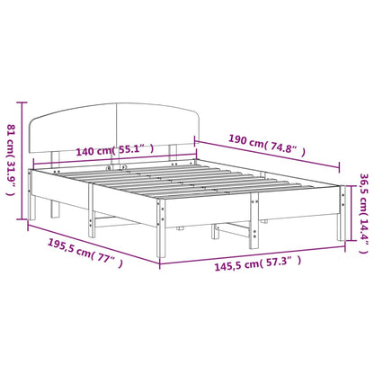 Letto senza Materasso Marrone Cera 140x190 cm in Legno di Pino | homemem39
