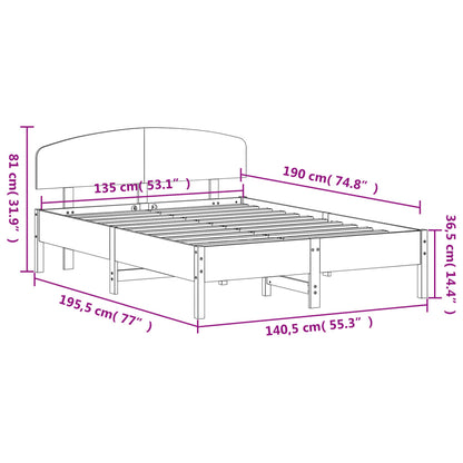 Letto senza Materasso Marrone Cera 135x190 cm in Legno di Pino | homemem39