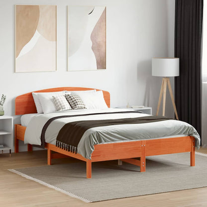 Letto senza Materasso Marrone Cera 135x190 cm in Legno di Pino | homemem39