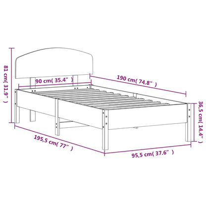 Letto senza Materasso 90x190 cm in Legno Massello di Pino