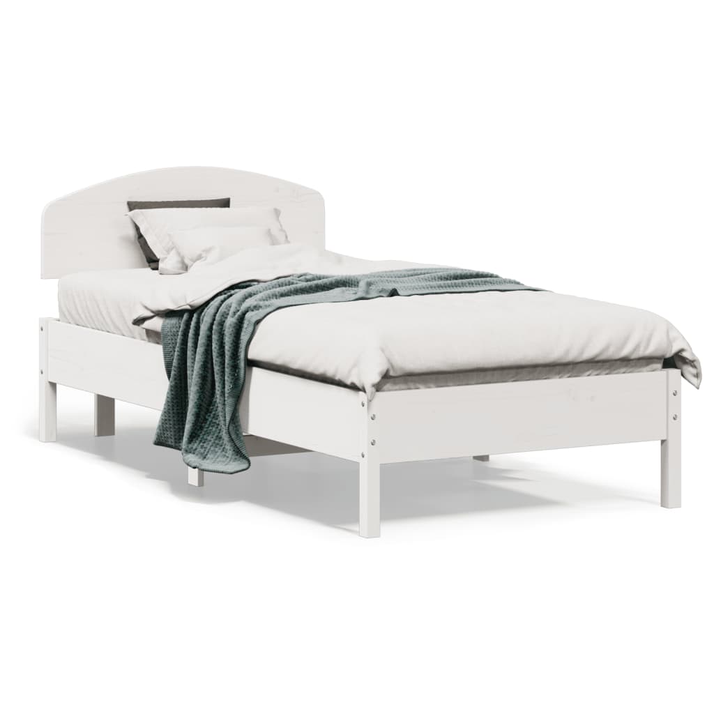 Letto senza Materasso Bianco 90x190 cm in Legno Massello Pino - homemem39