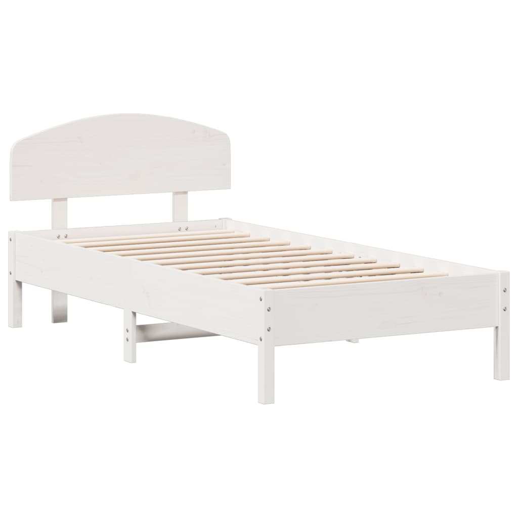 Letto senza Materasso Bianco 90x190 cm in Legno Massello Pino - homemem39