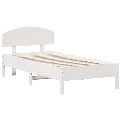 Letto senza Materasso Bianco 90x190 cm in Legno Massello Pino - homemem39