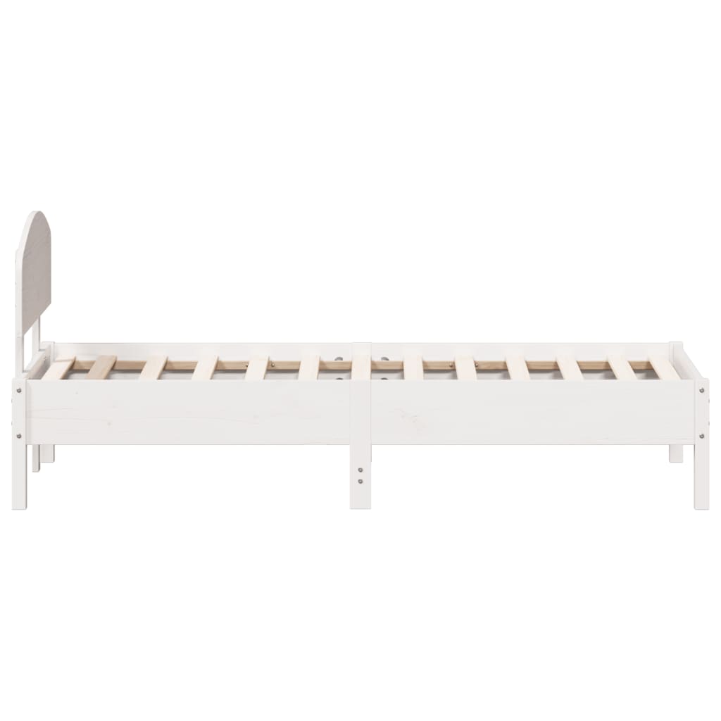 Letto senza Materasso Bianco 90x190 cm in Legno Massello Pino - homemem39