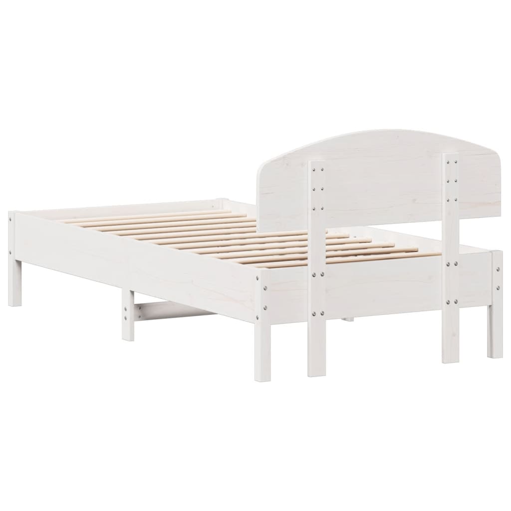 Letto senza Materasso Bianco 90x190 cm in Legno Massello Pino - homemem39