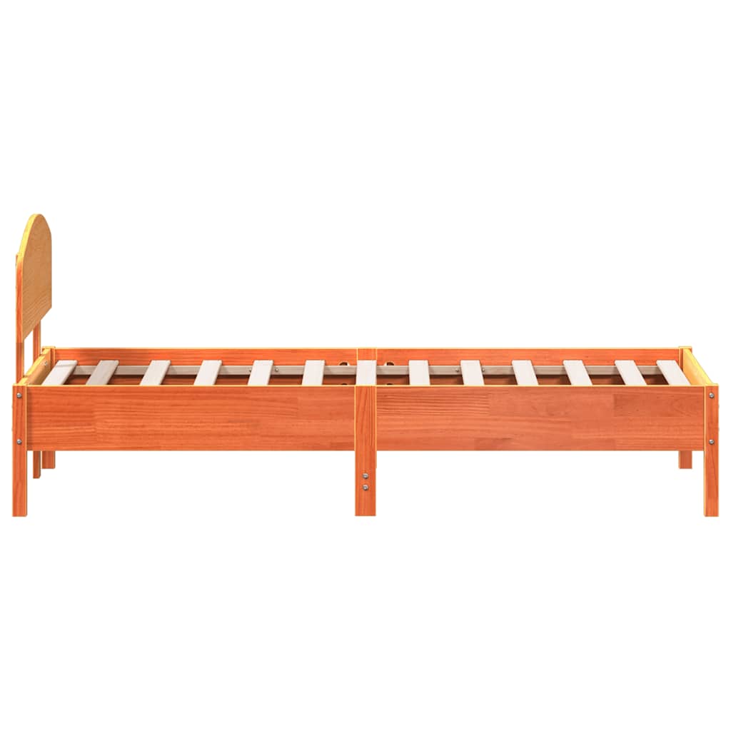 Letto senza Materasso Marrone Cera 75x190 cm in Legno di Pino | homemem39