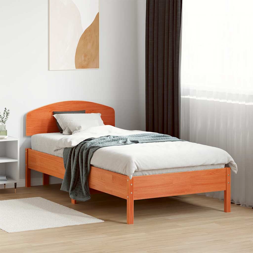 Letto senza Materasso Marrone Cera 75x190 cm in Legno di Pino | homemem39