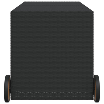 Contenitore da Giardino con Ruote Nero 283L in Polyrattan - homemem39