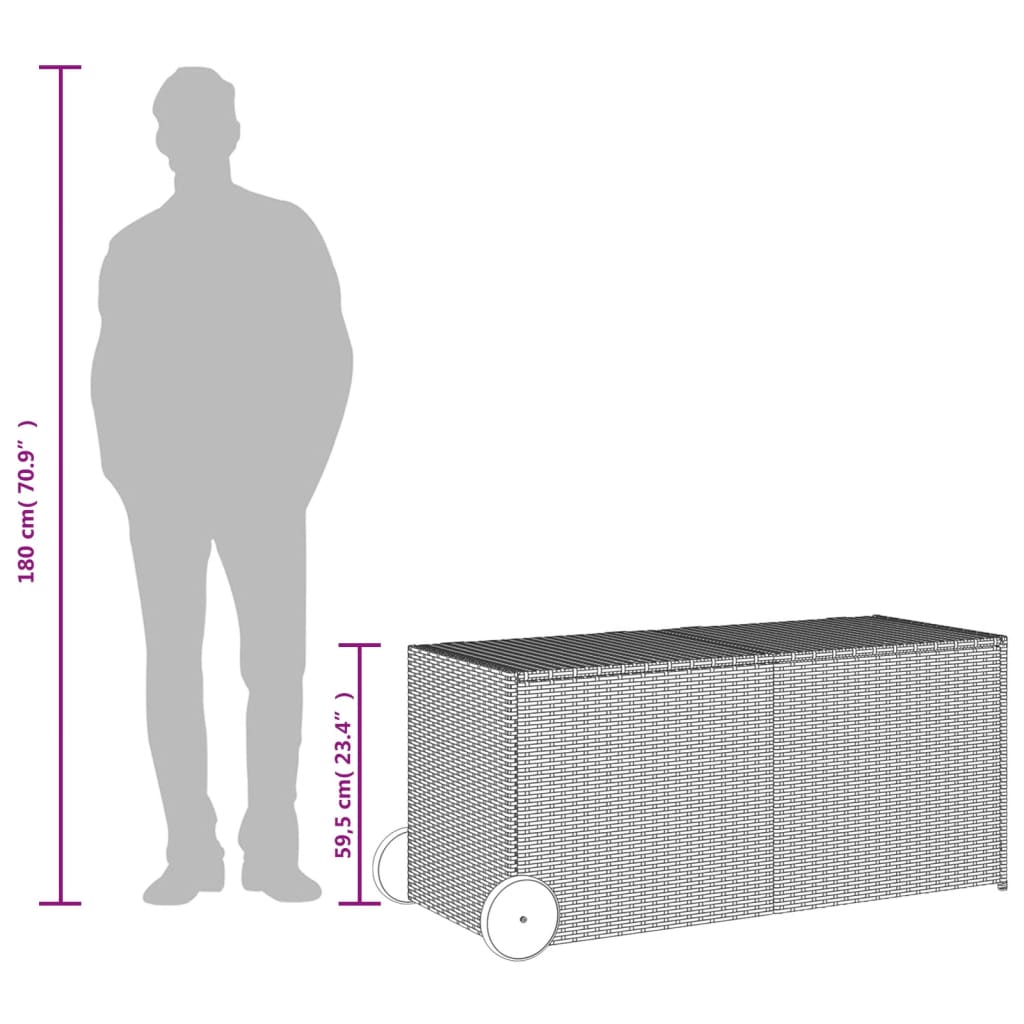 Contenitore da Giardino con Ruote Marrone 283L in Polyrattan - homemem39