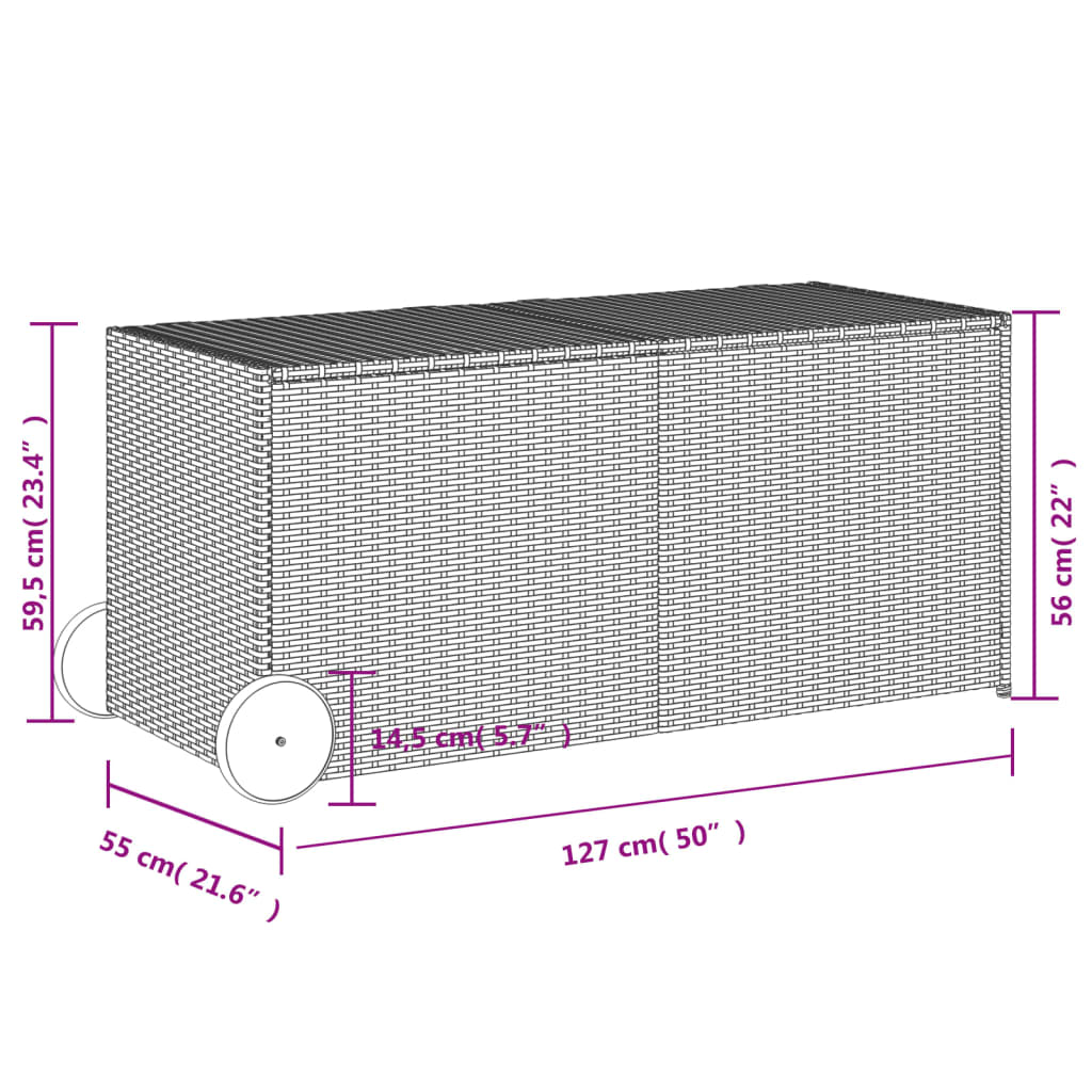 Contenitore da Giardino con Ruote Marrone 283L in Polyrattan - homemem39
