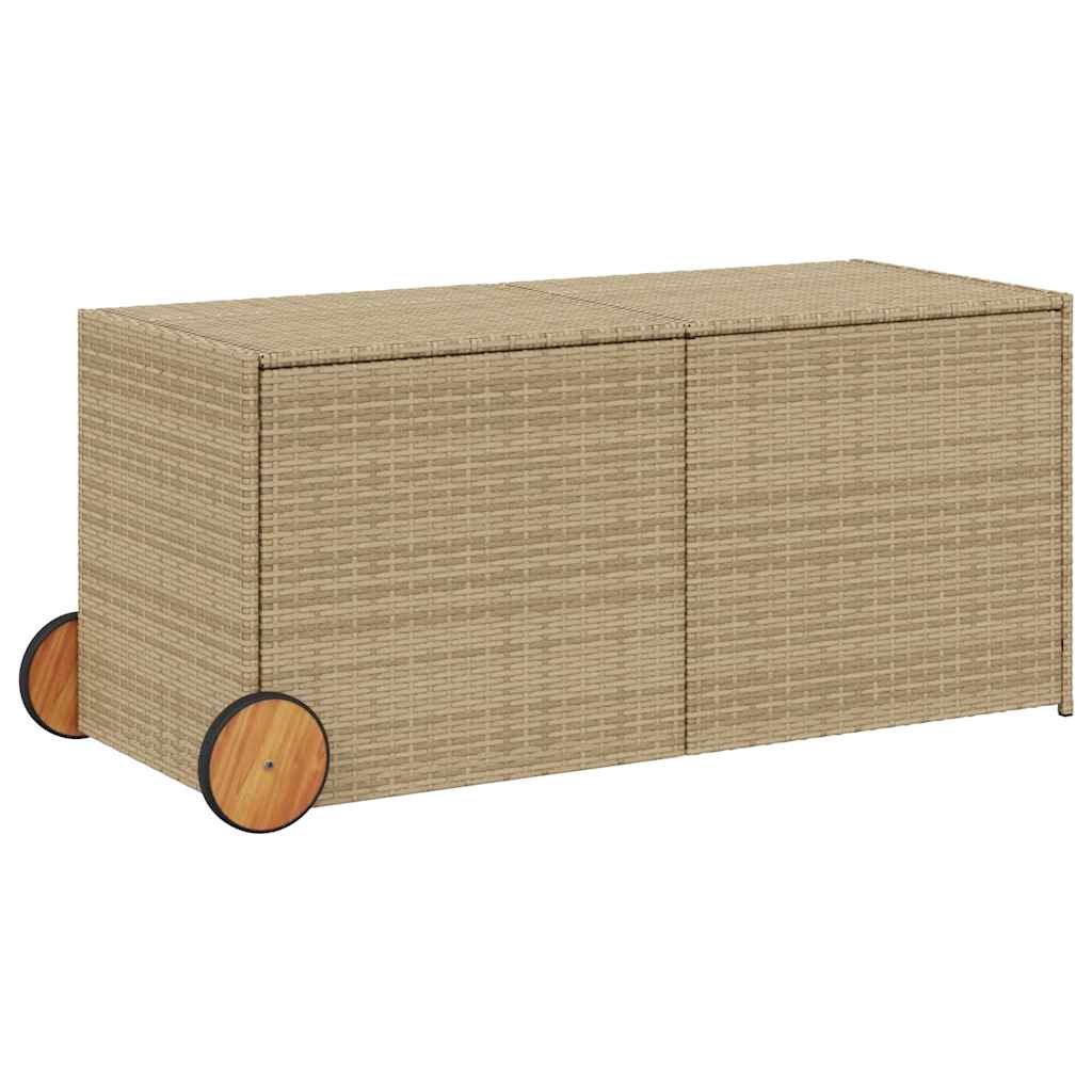 Contenitore da Giardino con Ruote Beige Misto 283L Polyrattan - homemem39