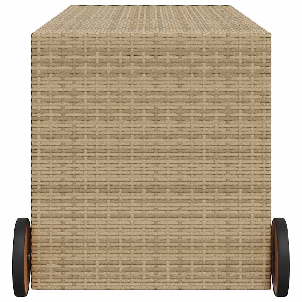 Contenitore da Giardino con Ruote Beige Misto 283L Polyrattan - homemem39